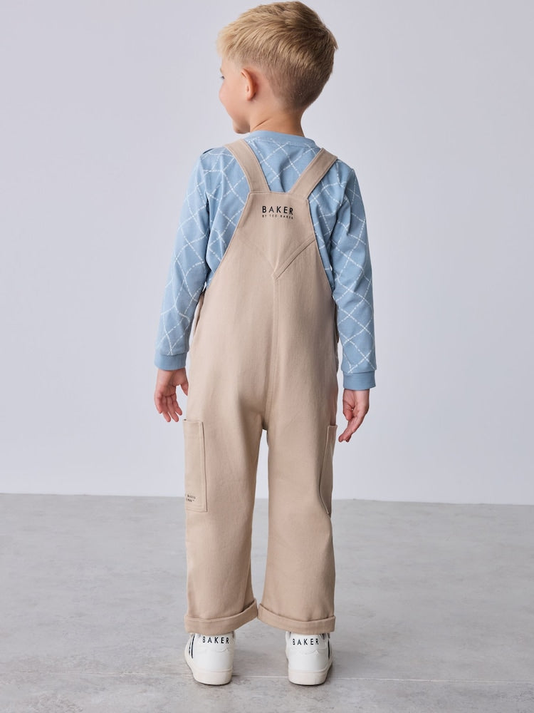 Baker by Ted Baker Blue Stone Dungaree and Graphic T-Shirts Set