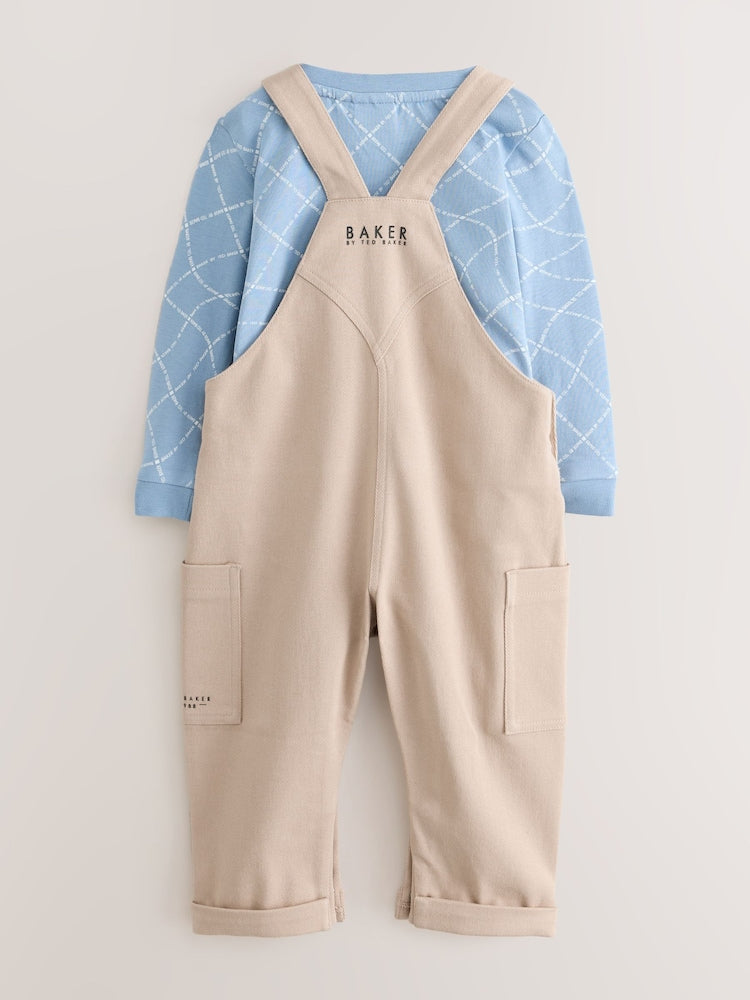 Baker by Ted Baker Blue Stone Dungaree and Graphic T-Shirts Set