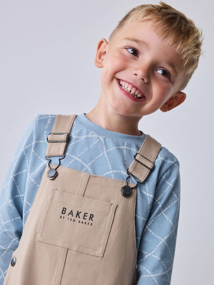 Baker by Ted Baker Blue Stone Dungaree and Graphic T-Shirts Set