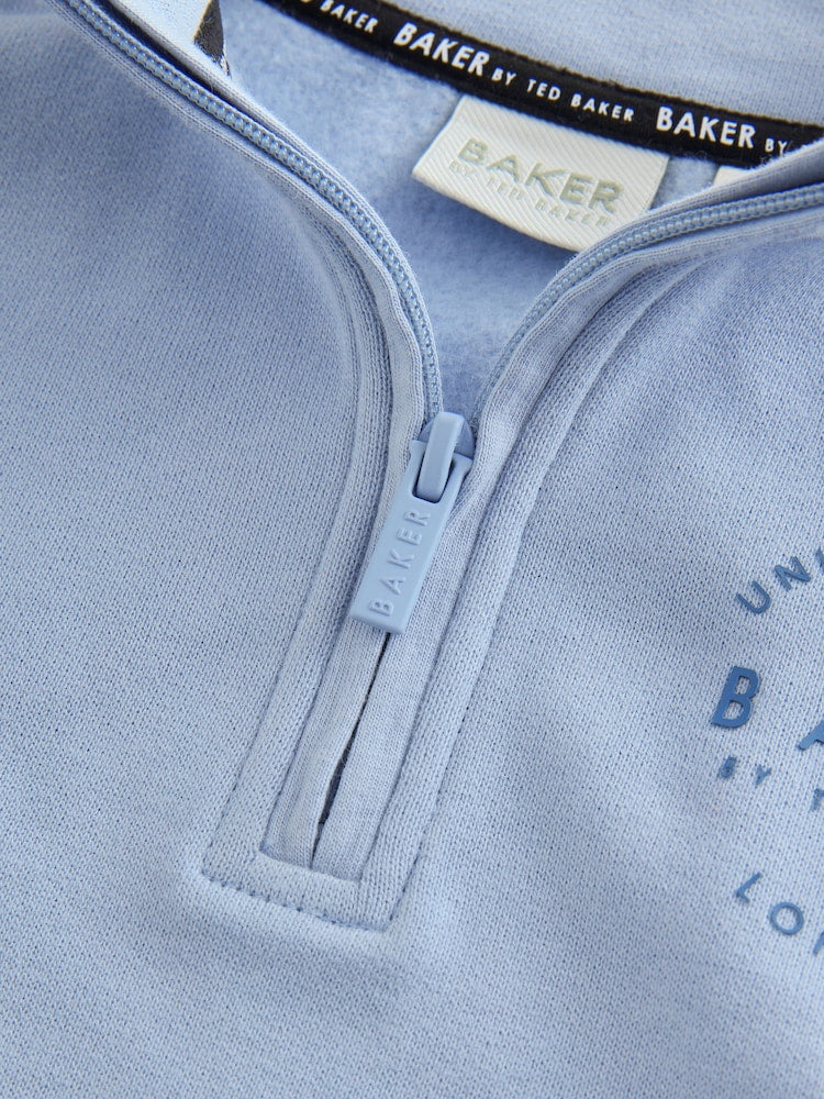 Baker by Ted Baker Funnel Zip Neck Blue/Brown Sweatshirt and Joggers Set