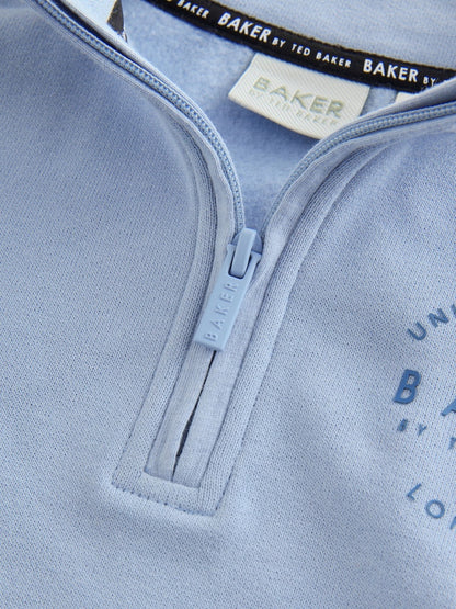 Baker by Ted Baker Funnel Zip Neck Blue/Brown Sweatshirt and Joggers Set