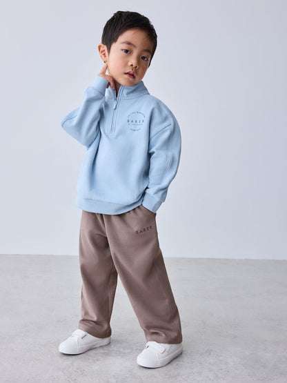 Baker by Ted Baker Funnel Zip Neck Blue/Brown Sweatshirt and Joggers Set