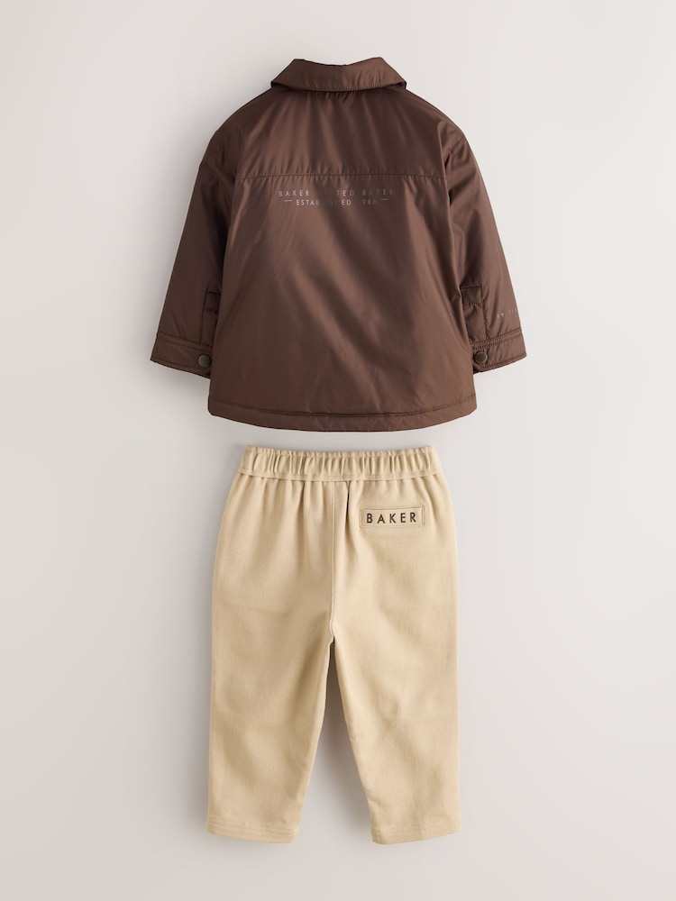 Baker by Ted Baker Brown 3 Piece Jacket, T-Shirt and Tapered Trousers Set - Size 12 - 18 Months (80 - 86cm)