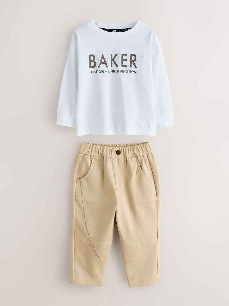 Baker by Ted Baker Brown 3 Piece Jacket, T-Shirt and Tapered Trousers Set - Size 12 - 18 Months (80 - 86cm)