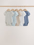 Grey/Blue/Neutral Short Sleeve Baby Bodysuits 5 Pack - Grey/Blue/Neutral / Up to 1 Month (50-56cm)