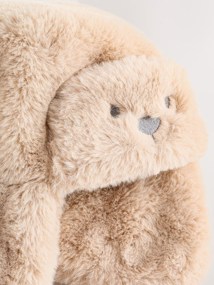 Brown Beige Faux Fur Bear Faced Baby Trapper Hat
