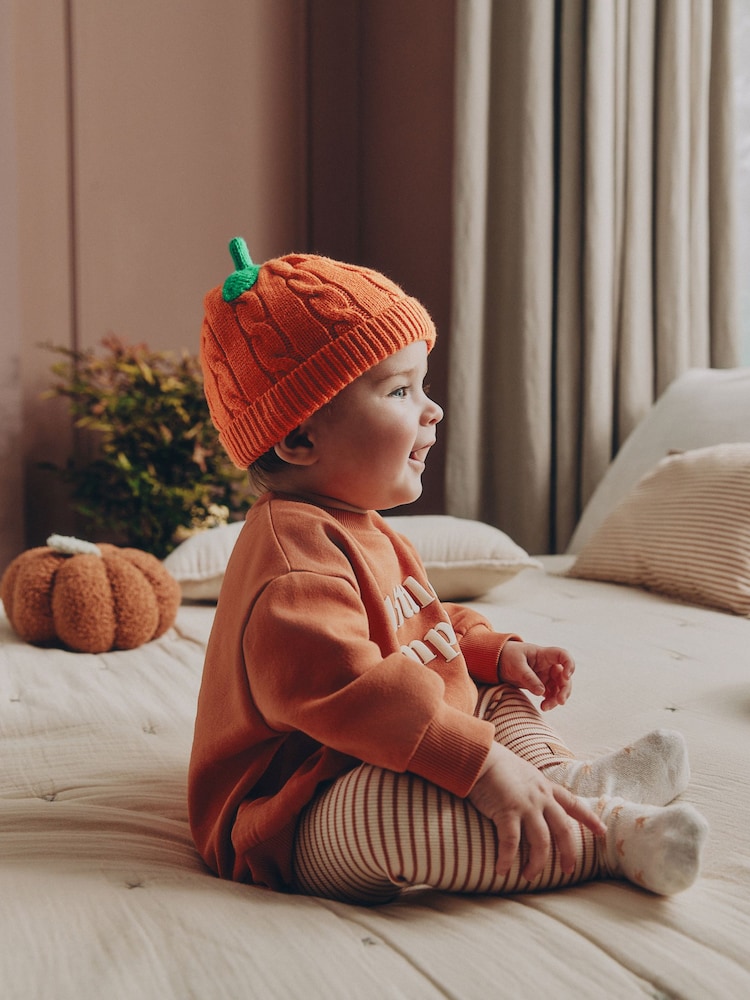 Orange Pumpkin Baby Knitted Beanie Hat