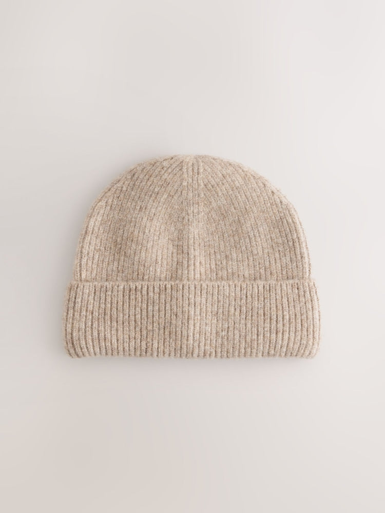Oatmeal Wool Knitted Beanie Hat (1-16yrs) - Oatmeal / 11 - 13 Years (146 - 158cm)