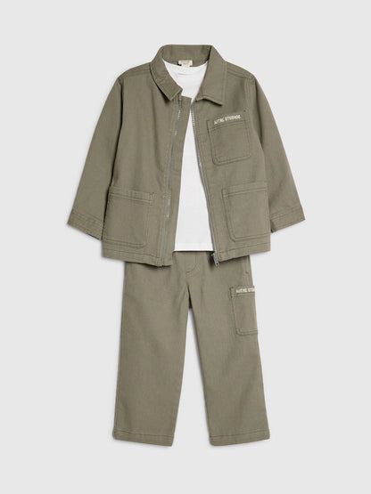 River Island Green Twill Shacket &amp; Trousers Set 3 Piece