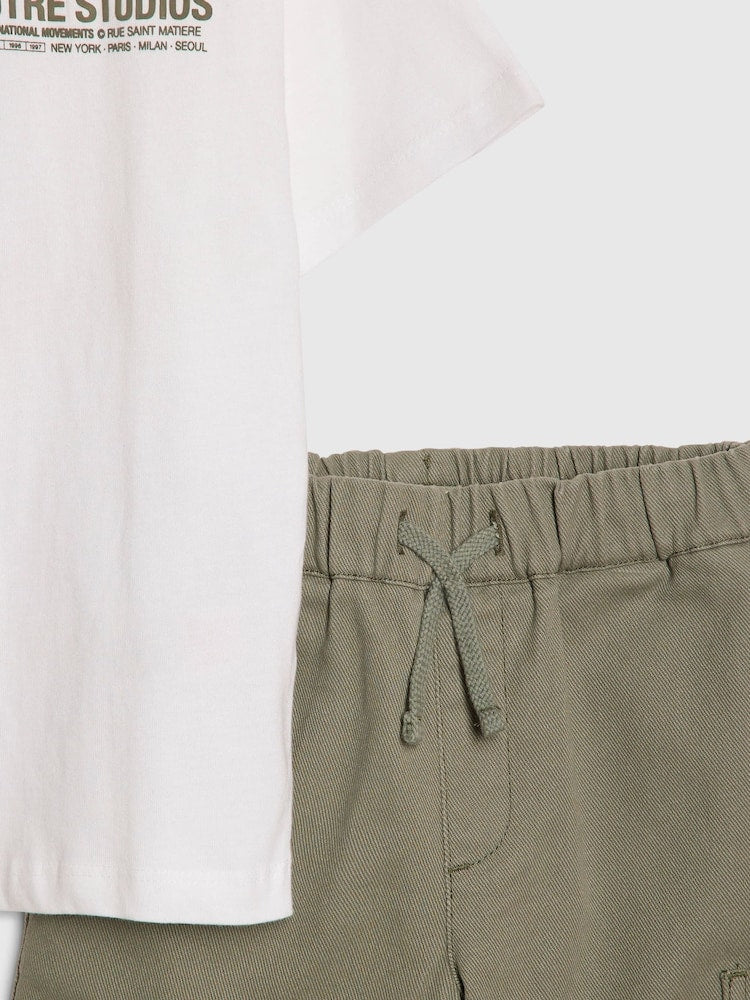 River Island Green Twill Shacket &amp; Trousers Set 3 Piece