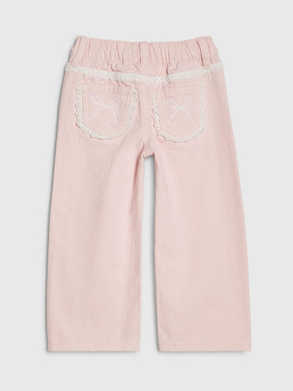 River Island Pink Lace Wide Leg Jeans - Size 12-18 Months (80-86cm)