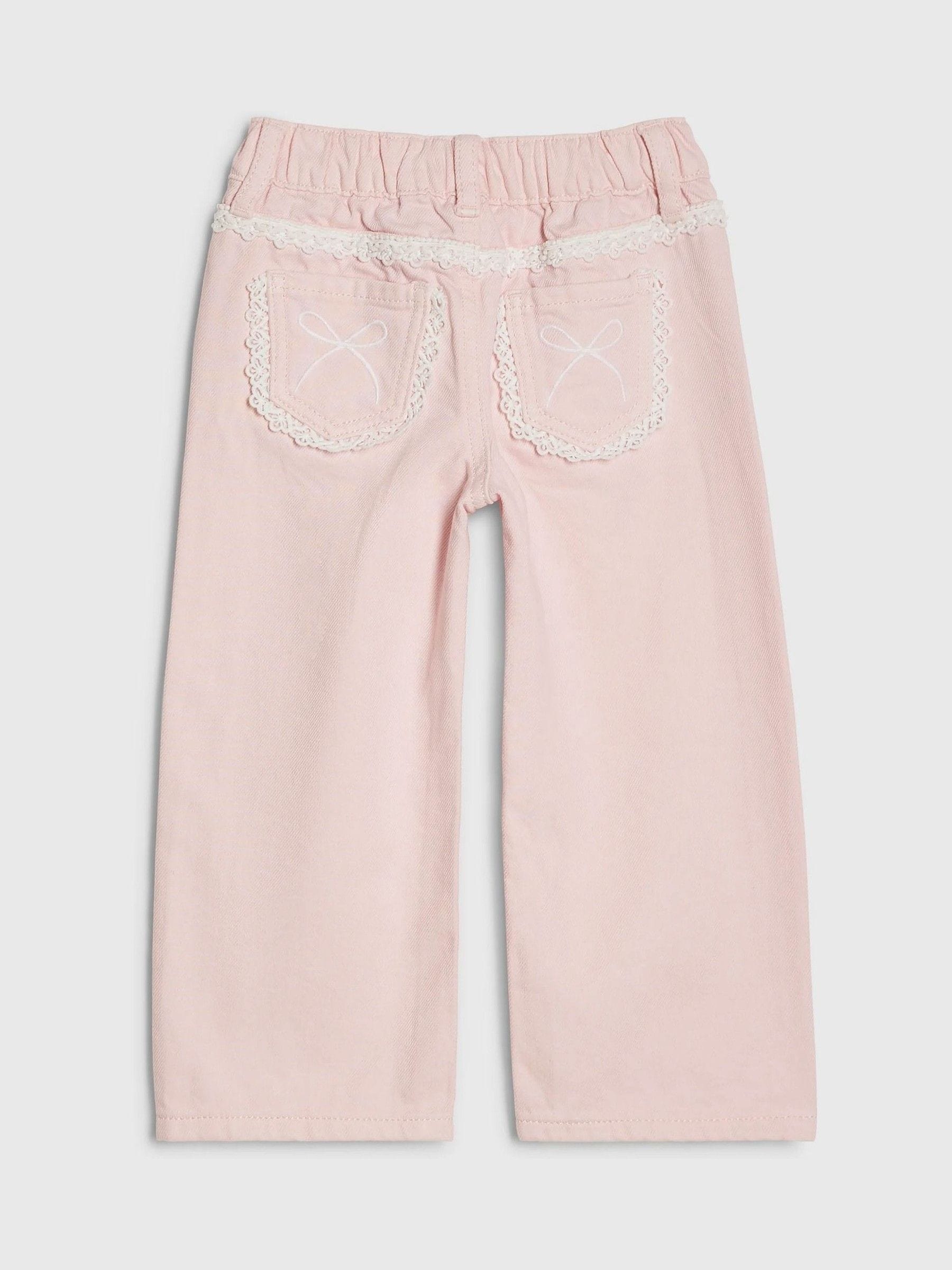 River Island Pink Lace Wide Leg Jeans - Size 12-18 Months (80-86cm)
