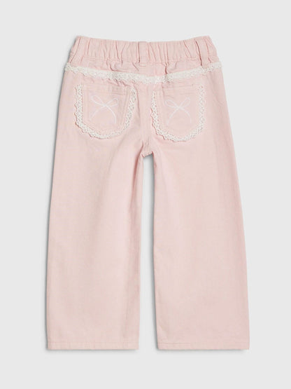 River Island Pink Lace Wide Leg Jeans - Size 12-18 Months (80-86cm)