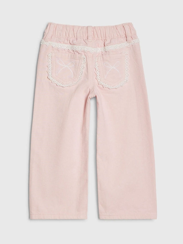 River Island Pink Lace Wide Leg Jeans - Size 12-18 Months (80-86cm)