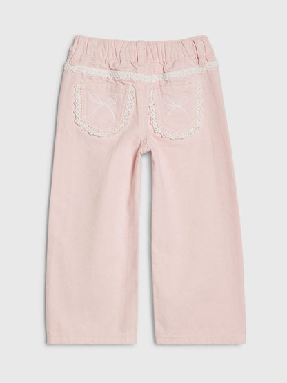River Island Pink Lace Wide Leg Jeans - Size 12-18 Months (80-86cm)