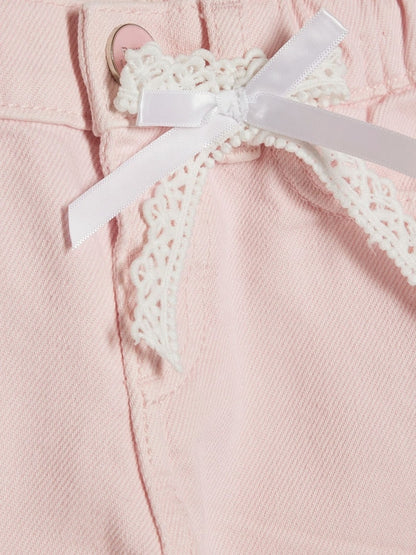 River Island Pink Lace Wide Leg Jeans