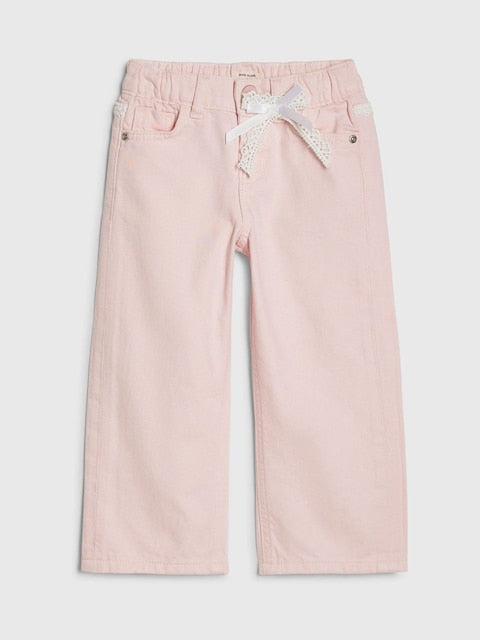 River Island Pink Lace Wide Leg Jeans - Size 12-18 Months (80-86cm)