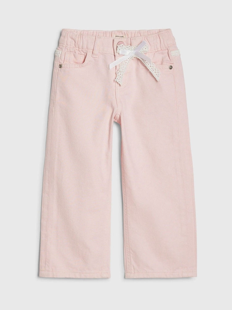 River Island Pink Lace Wide Leg Jeans