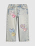 River Island Blue Loveheart Graffiti Straight Leg Jeans