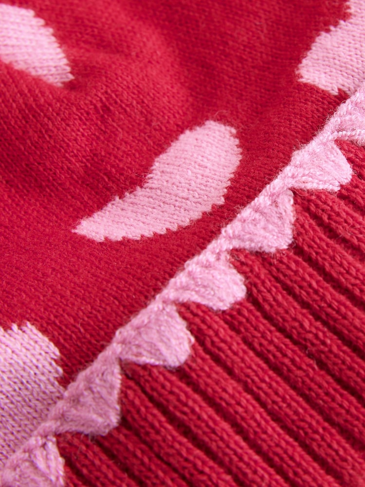 Red/Pink Heart Knitted