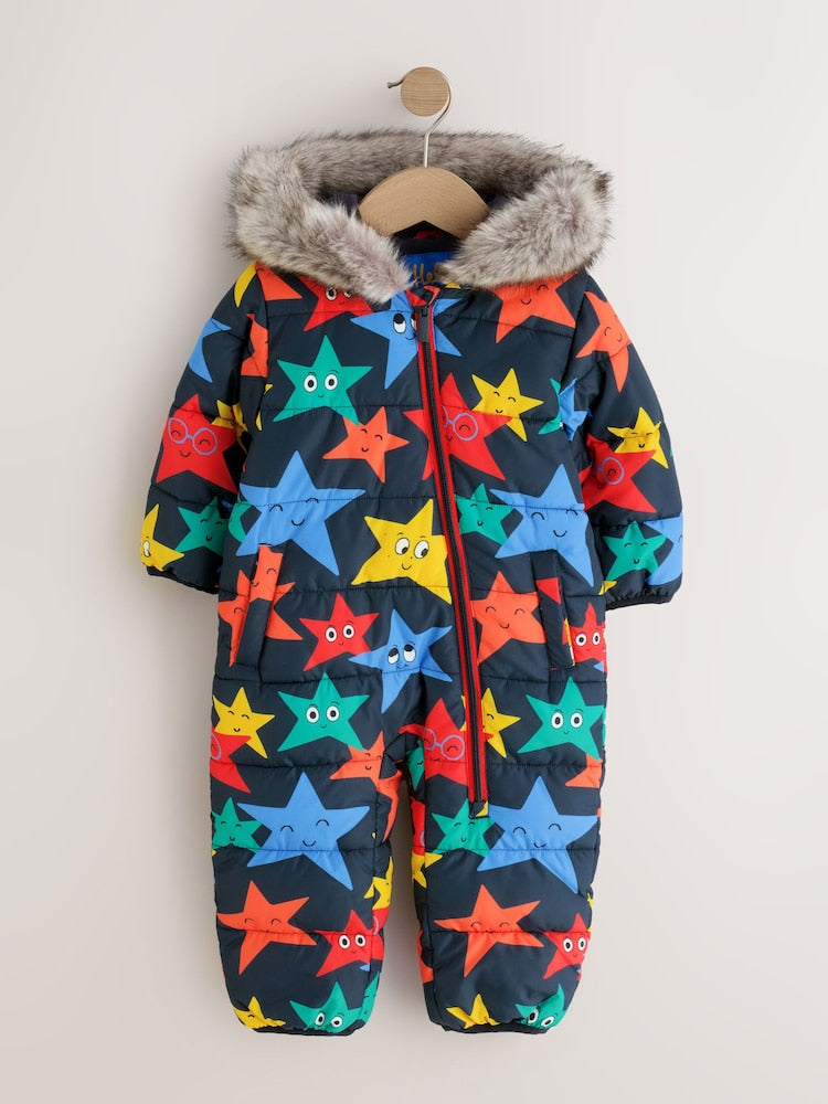 Star Print Padded Snowsuit (3mths-7yrs) - Star Print / 12-18 Months (80-86cm)