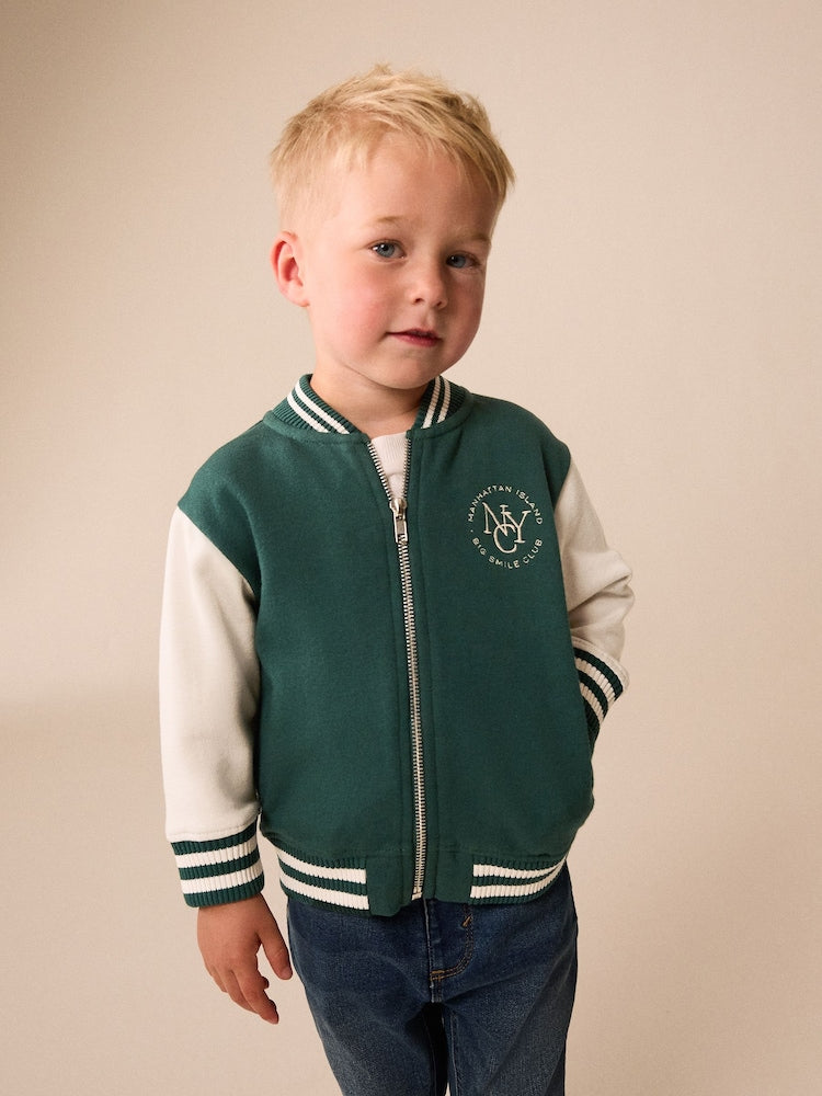 Green Jersey Bomber Jacket (3mths-7yrs) - Green / 12 - 18 Months (80 - 86cm)