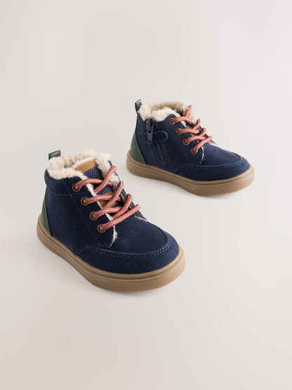 Navy Standard Fit (F) Warm Lined Lace up Boots - Size EU 20.5 (UK 4) - Navy