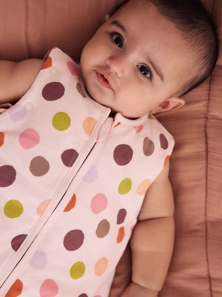 Multi Polka Dot 2.5 Tog Removable Sleeve Baby Sleep Bag