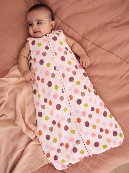 Multi Polka Dot 2.5 Tog Removable Sleeve Baby Sleep Bag - Up to 1 Month (50-56cm)