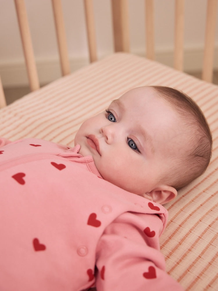 Pink/Red Heart 2.5 Tog Removable Sleeve Baby Sleep Bag