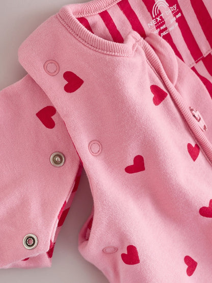 Pink/Red Heart 2.5 Tog Removable Sleeve Baby Sleep Bag