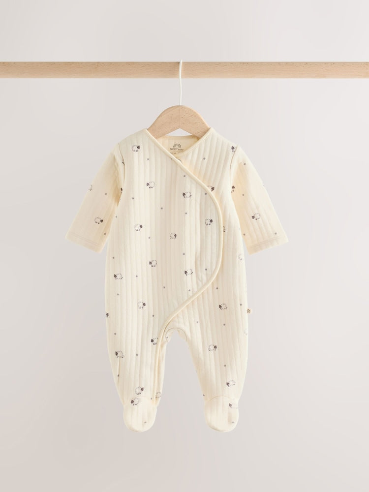 White Sheep Quilted 1 Tog Sleepsuits 2 Pack