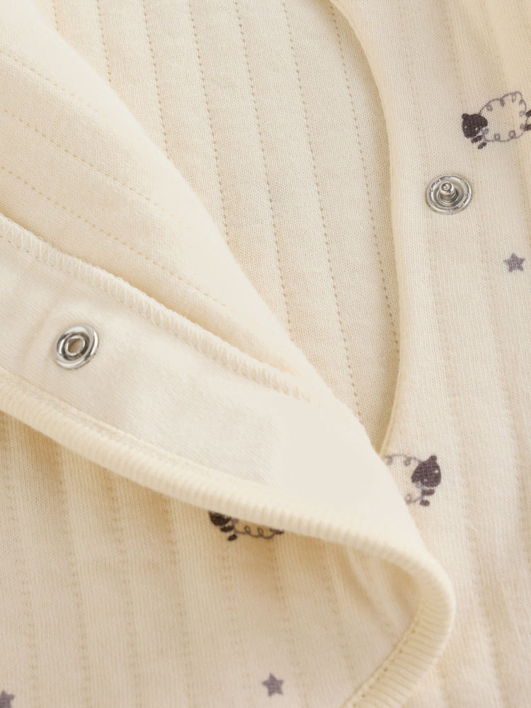 White Sheep Quilted 1 Tog Sleepsuits 2 Pack