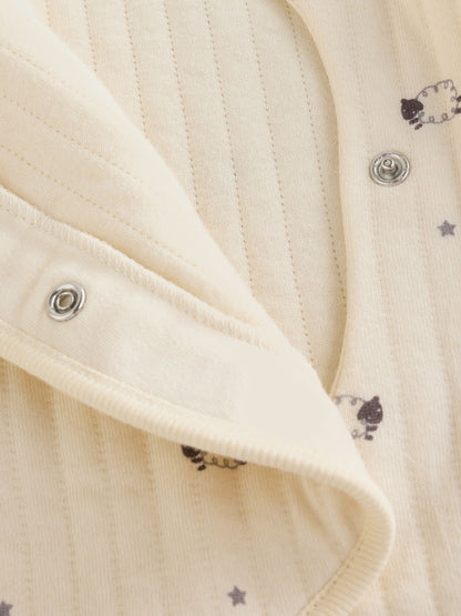 White Sheep Quilted 1 Tog Sleepsuits 2 Pack