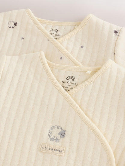 White Sheep Quilted 1 Tog Sleepsuits 2 Pack