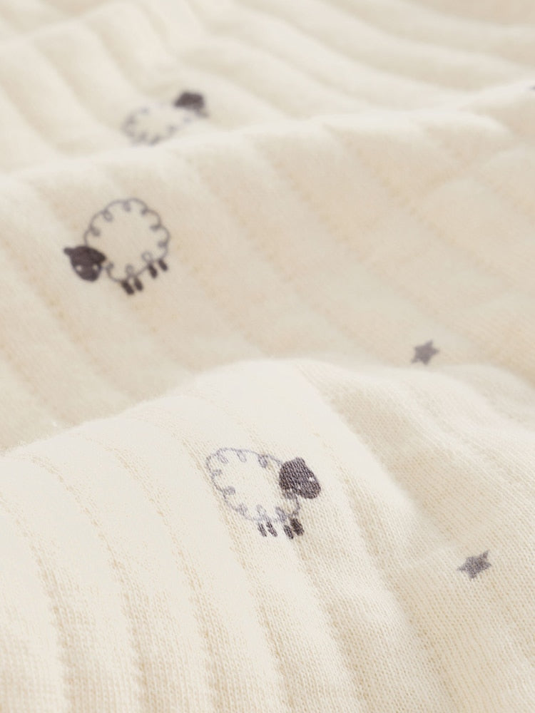 White Sheep Quilted 1 Tog Sleepsuits 2 Pack