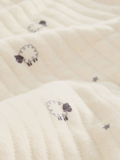 White Sheep Quilted 1 Tog Sleepsuits 2 Pack
