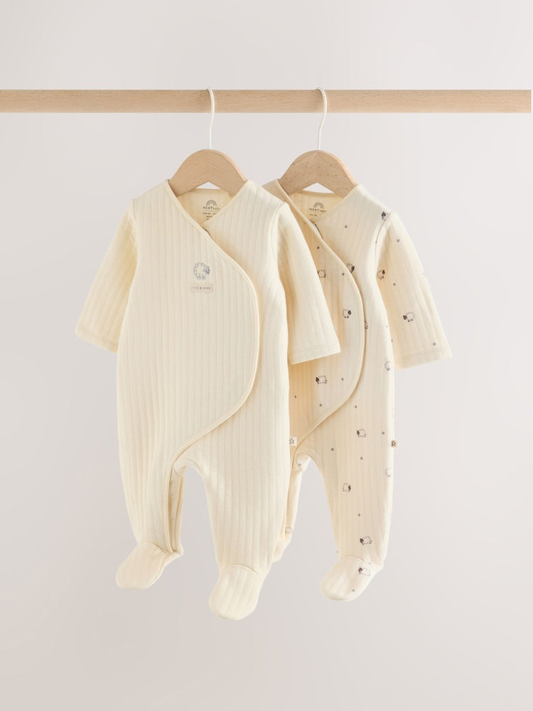 White Sheep Quilted 1 Tog Sleepsuits 2 Pack
