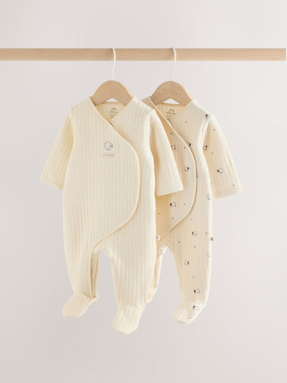 White Sheep Quilted 1 Tog Sleepsuits 2 Pack