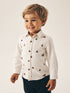 Ecru Long Sleeve All Over Embroidery Christmas Shirt (3mths-10yrs) - Ecru / 12-18 Months (80-86cm)