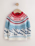 Red/Blue Christmas Knitted Crew Neck Polo Shirt (3mths-10yrs) - Red/Blue / 12-18 Months (80-86cm)