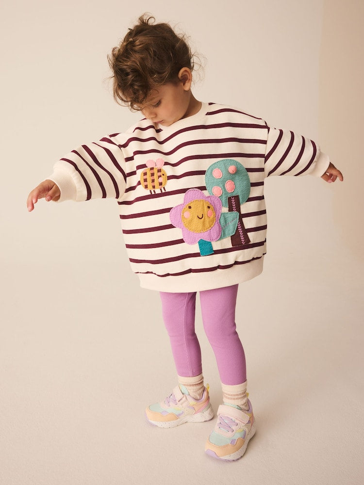 Purple Stripe Garden Sweatshirt and Legging Set (3mths-7yrs) - Purple Stripe Garden Sweatshirt and / 12-18 Months (80-86cm)