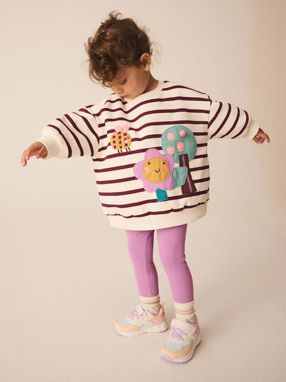 Purple Stripe Garden Sweatshirt and Legging Set (3mths-7yrs) - Purple Stripe Garden Sweatshirt and / 12-18 Months (80-86cm)