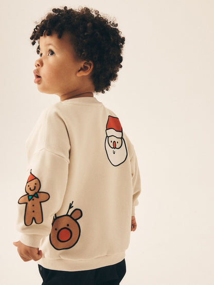 Ecru Christmas Crew Neck Sweat