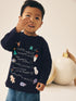 Navy Christmas Wish List Long Sleeve Christmas T-Shirt (3mths-7yrs) - Navy Christmas Wish List Long Sleeve Christmas / 12-18 Months (80-86cm)