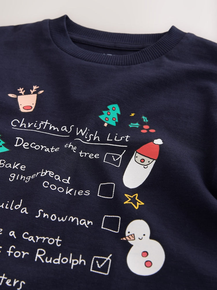 Navy Christmas Wish List Long Sleeve Christmas