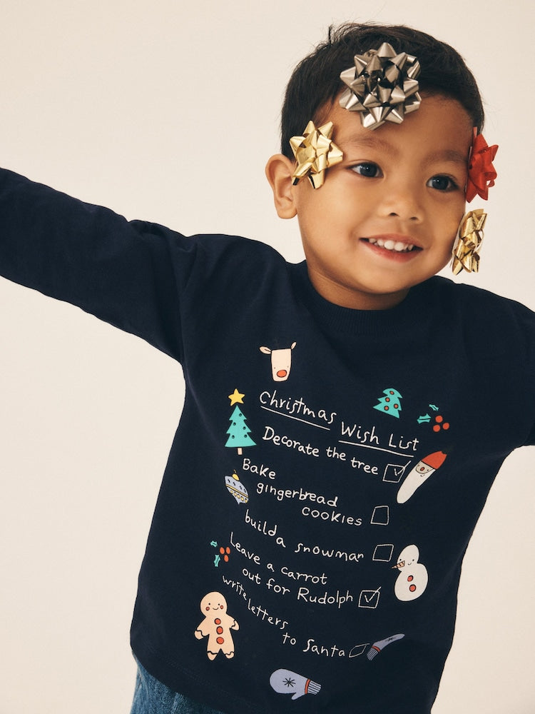 Navy Christmas Wish List Long Sleeve Christmas