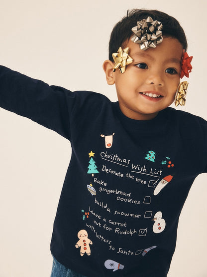 Navy Christmas Wish List Long Sleeve Christmas