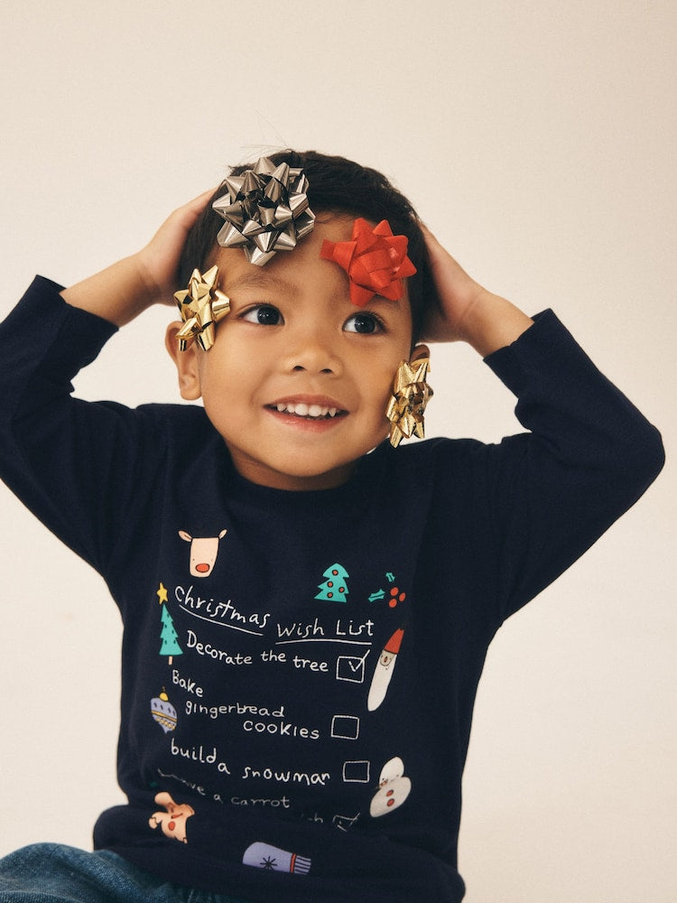 Navy Christmas Wish List Long Sleeve Christmas