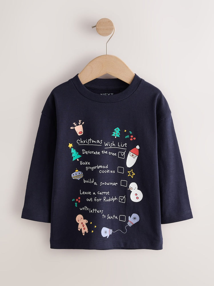 Navy Christmas Wish List Long Sleeve Christmas